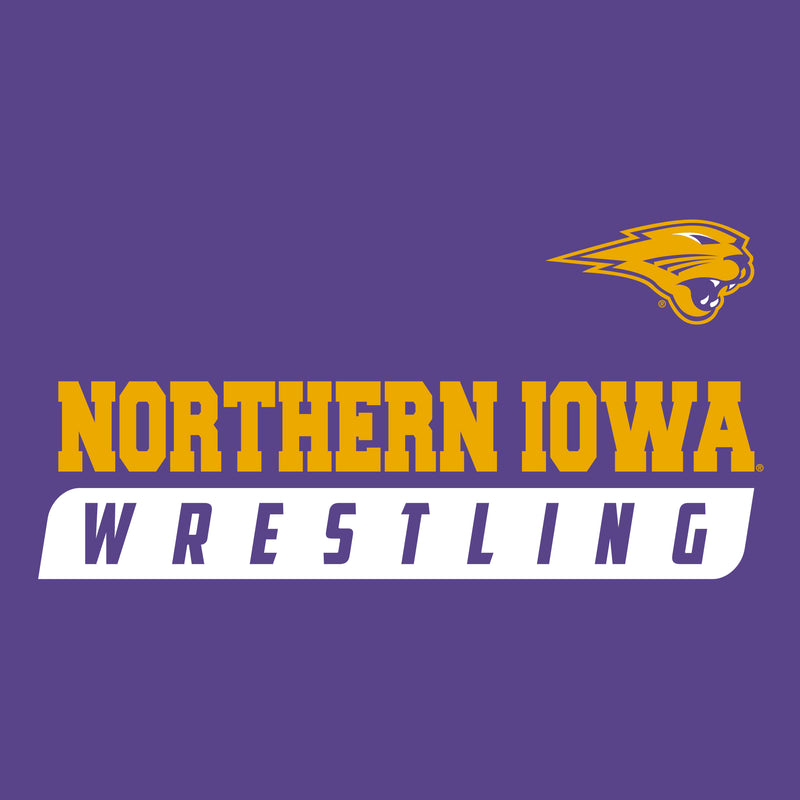 University of Northern Iowa Panthers Wrestling Slant Basic Cotton Short Sleeve T Shirt - Purple