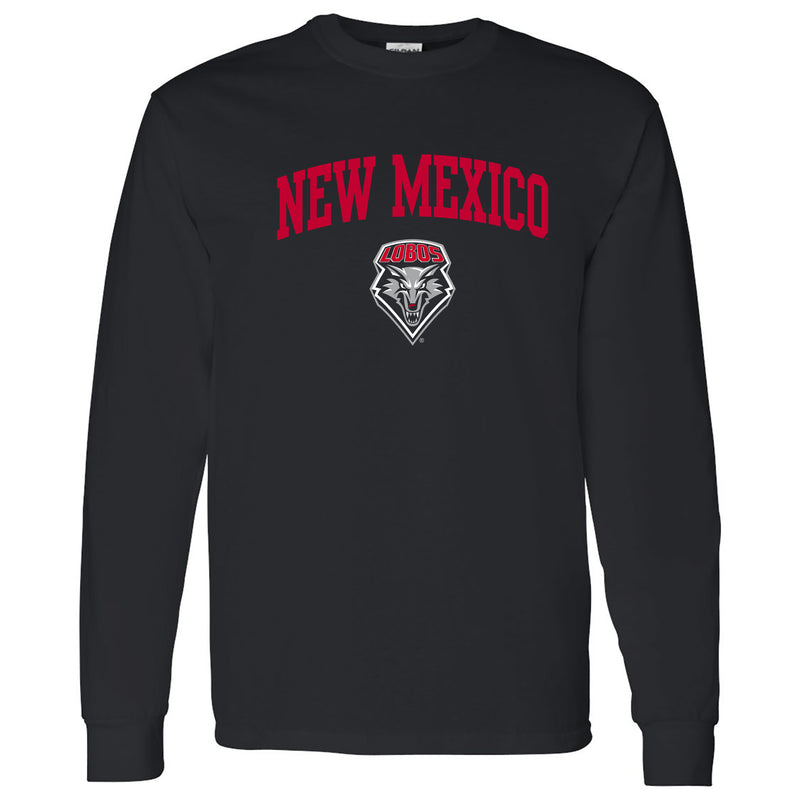 University of New Mexico Lobos Arch Logo Cotton Long Sleeve T-Shirt - Black