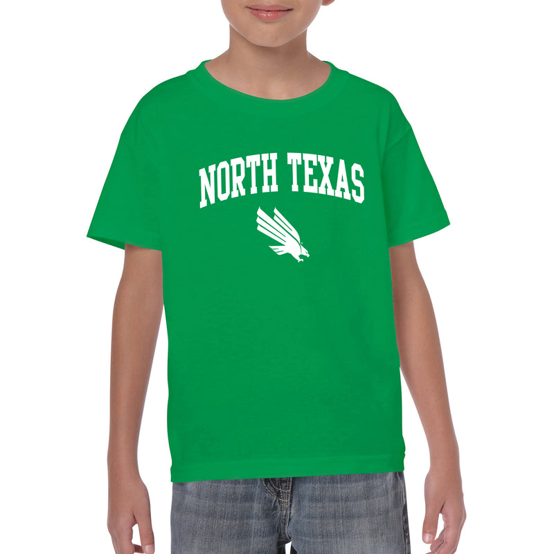 University of North Texas Mean Green Arch Logo Cotton Youth T-Shirt - Irish Green