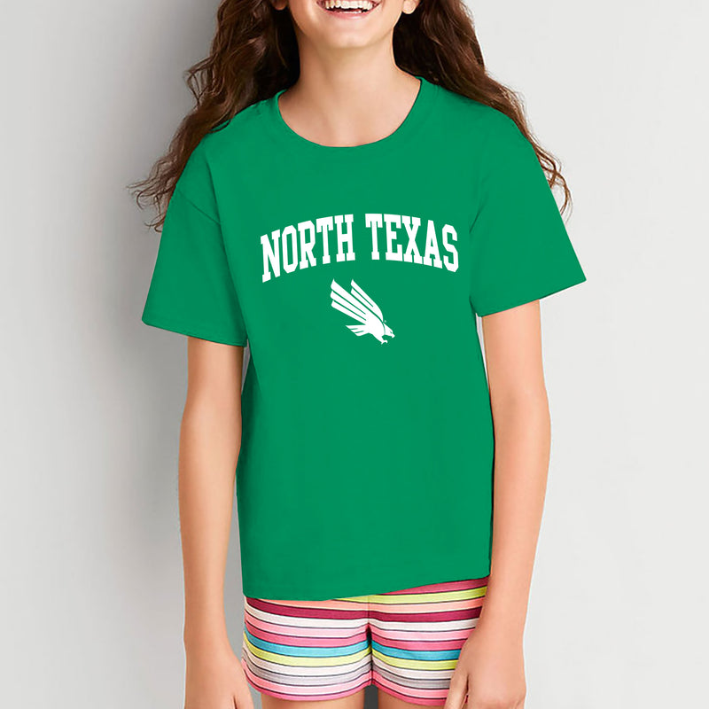 University of North Texas Mean Green Arch Logo Cotton Youth T-Shirt - Irish Green