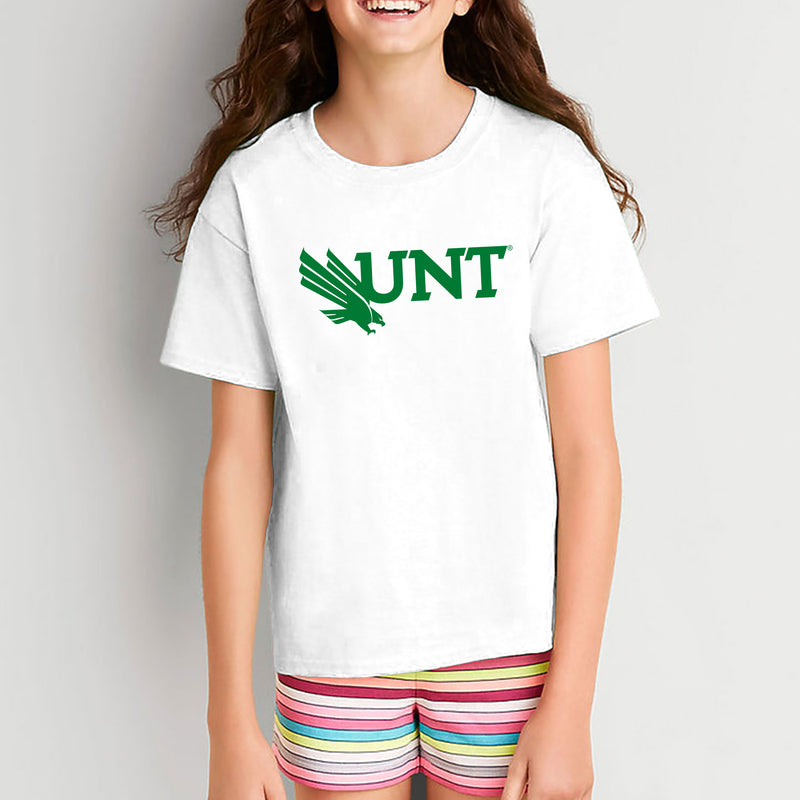 University of North Texas Mean Green Primary Logo Cotton Youth T-Shirt - White