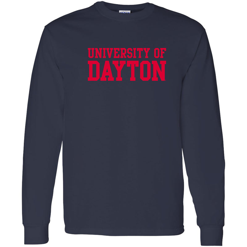 University of Dayton Flyers Basic Block Long Sleeve T Shirt - Navy