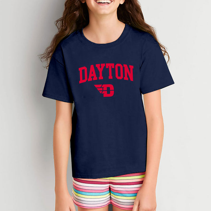University of Dayton Flyers Arch Logo Youth Short Sleeve T Shirt - Navy