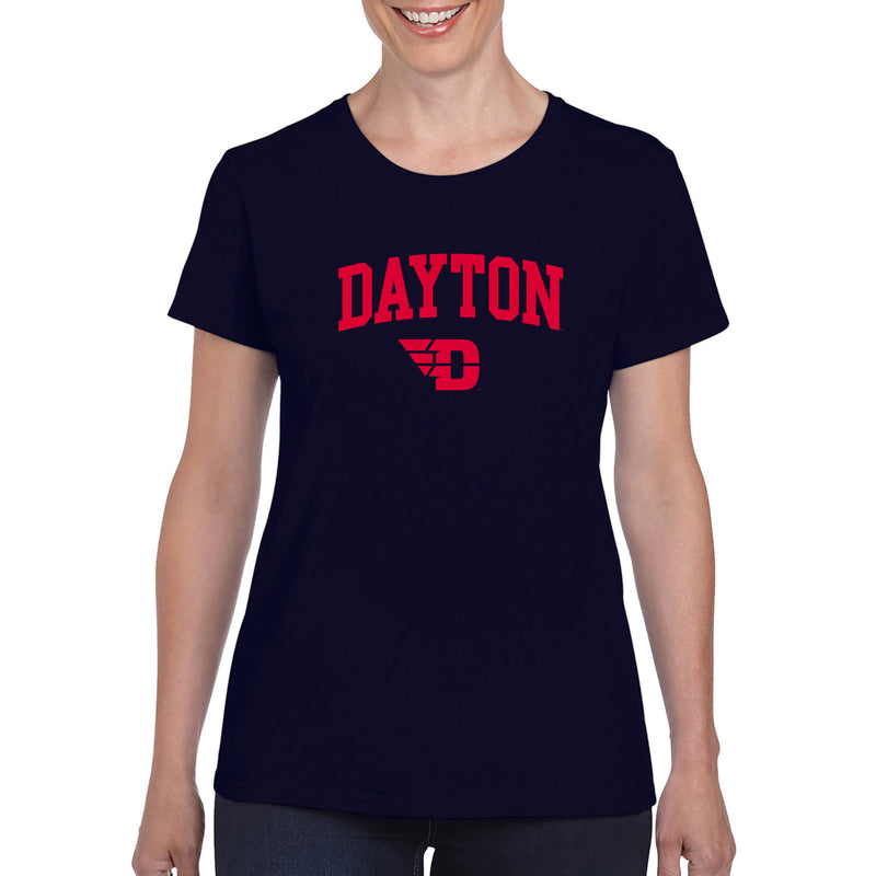 University of Dayton Flyers Arch Logo Womens Short Sleeve T Shirt - Navy