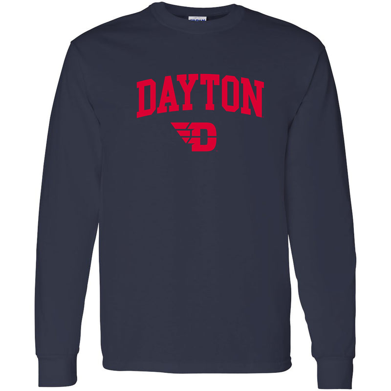 University of Dayton Flyers Arch Logo Long Sleeve T Shirt - Navy