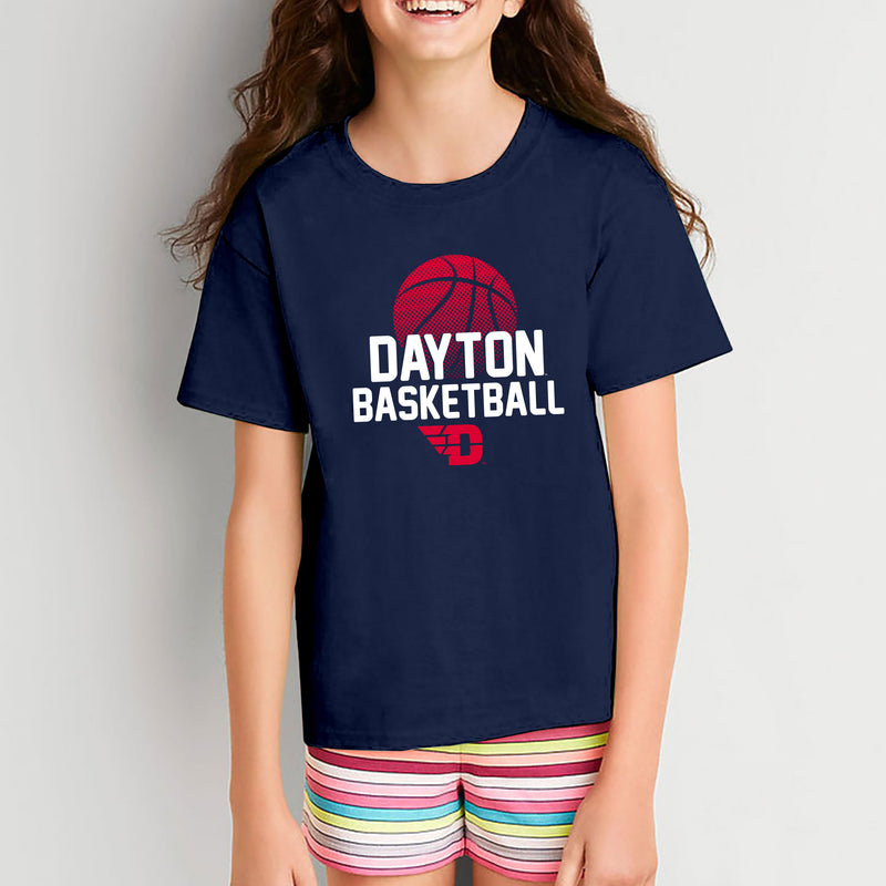 University of Dayton Flyers Basketball Flux Cotton Youth Short Sleeve T Shirt - Navy