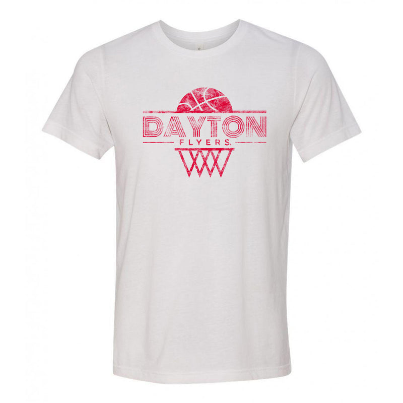 University of Dayton Flyers Oblique Hoop Canvas Triblend Short Sleeve T-Shirt - Solid White