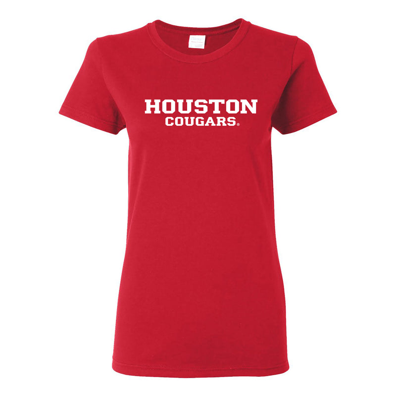 University of Houston Cougars Basic Block Womens Short Sleeve T Shirt - Red