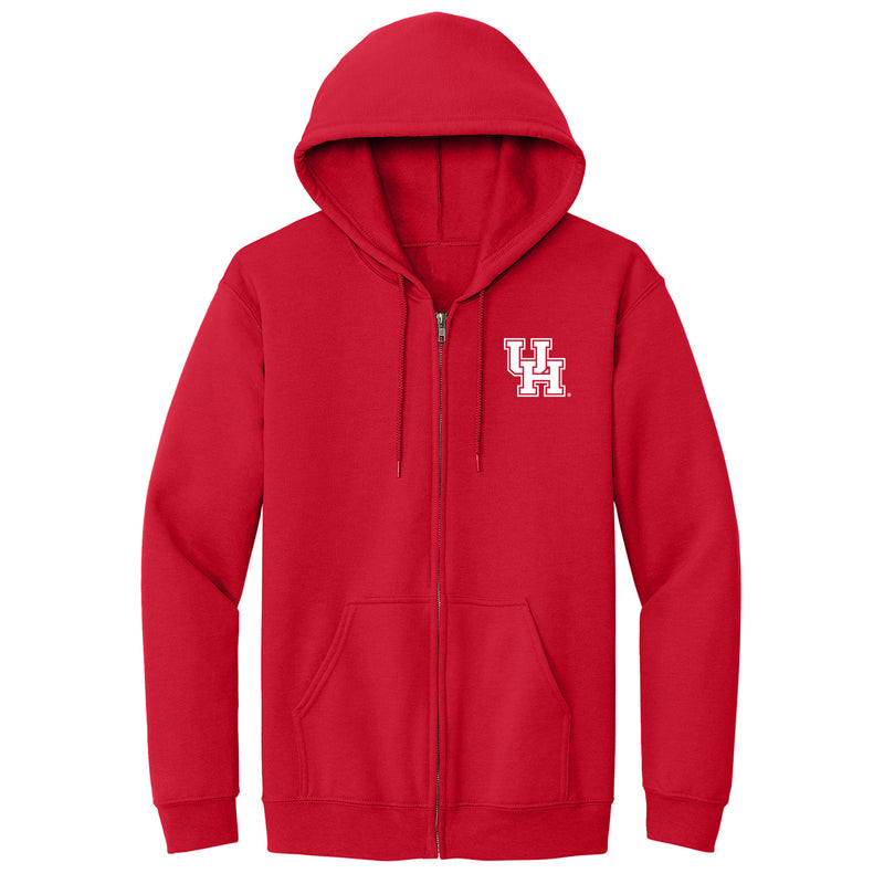 Houston Cougars Primary Logo Left Chest Zip Hoodie - Red