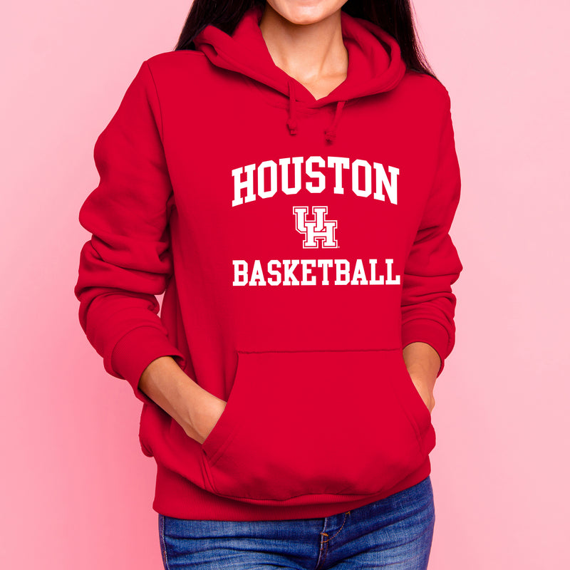 Houston Cougars Arch Logo Basketball Hoodie - Red