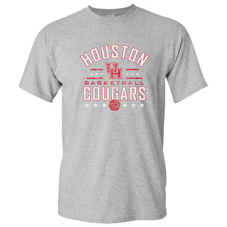 University of Houston Cougars Basketball Arch Stars Short Sleeve T Shirt - Sport Grey