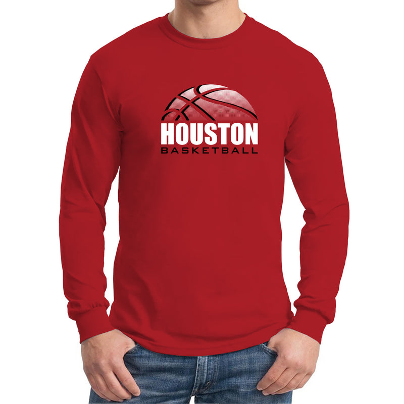 University of Houston Cougars Basketball Shadow Long Sleeve T-Shirt - Red