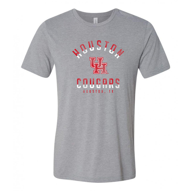 University of Houston Cougars Division Arch Canvas Triblend Short Sleeve T Shirt - Athletic Grey