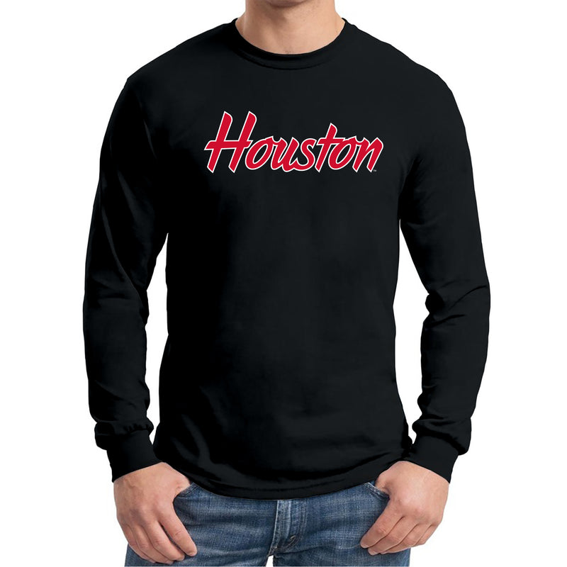 Houston Cougars Basic Script Long Sleeve T Shirt - Black