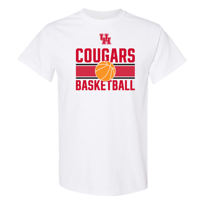 University of Houston Cougars Basketball Mesh Basic Cotton Short Sleeve T Shirt - White