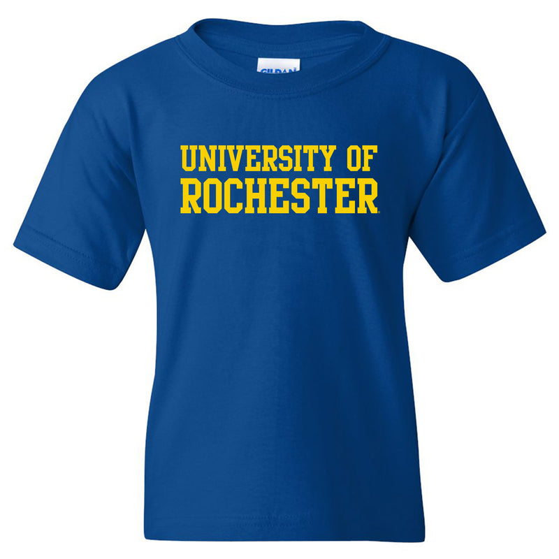 University of Rochester Yellowjackets Basic Block Youth Short Sleeve T Shirt - Royal