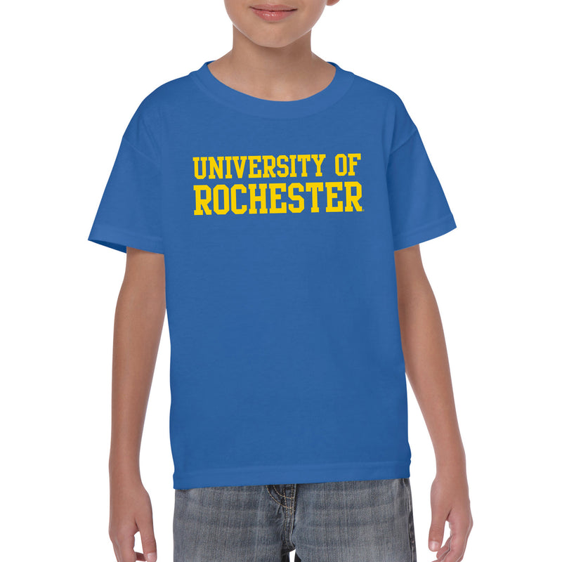 University of Rochester Yellowjackets Basic Block Youth Short Sleeve T Shirt - Royal