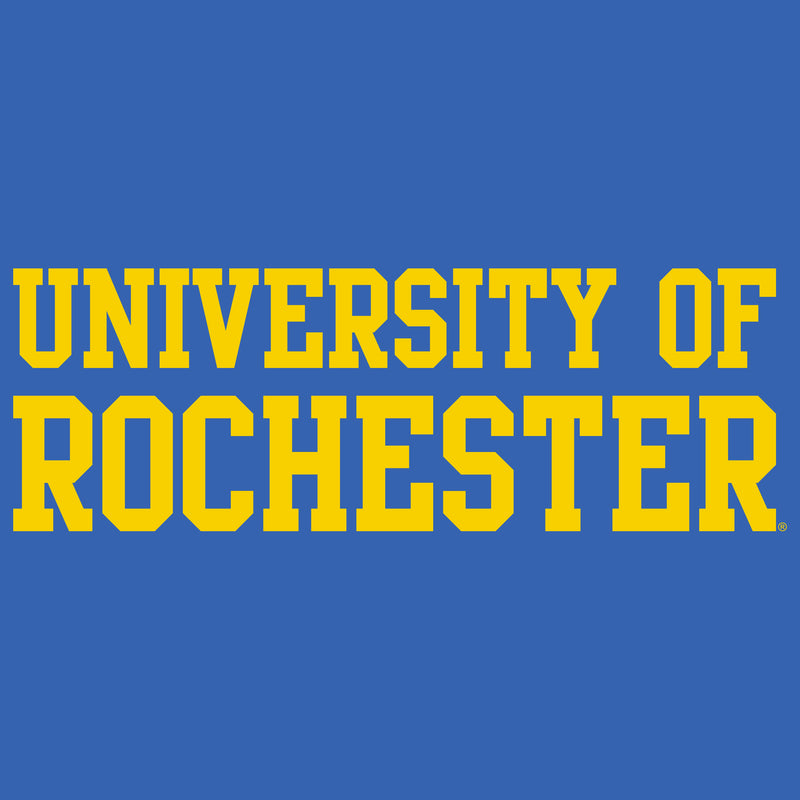 University of Rochester Yellowjackets Basic Block Womens Short Sleeve T Shirt - Royal