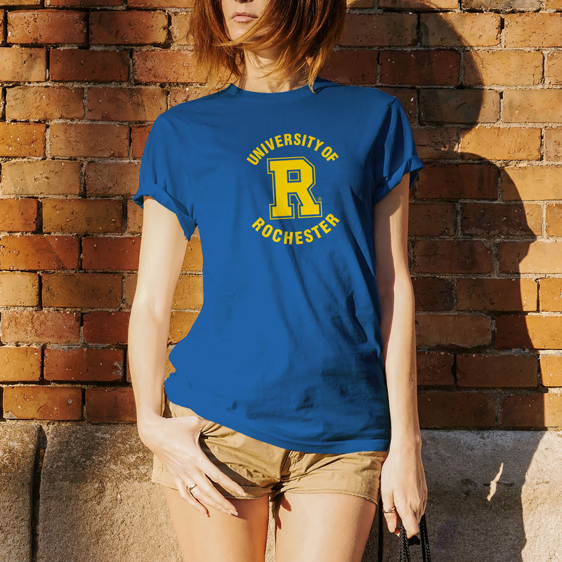 University of Rochester Yellowjackets Arch Logo Short Sleeve T Shirt - Royal