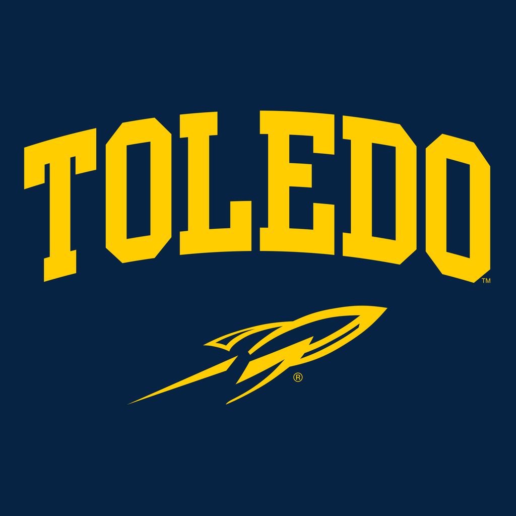 Ut Rockets Crest University of Toledo Rockets Arch Logo Short Sleeve T-Shirt - Navy