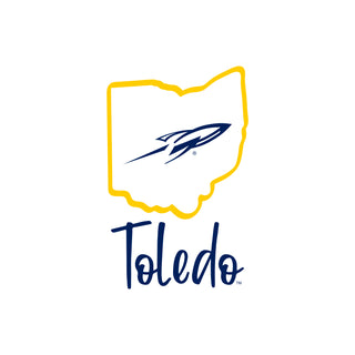 University of Toledo Rockets Playful Sketch Basic Cotton Short Sleeve T Shirt - White