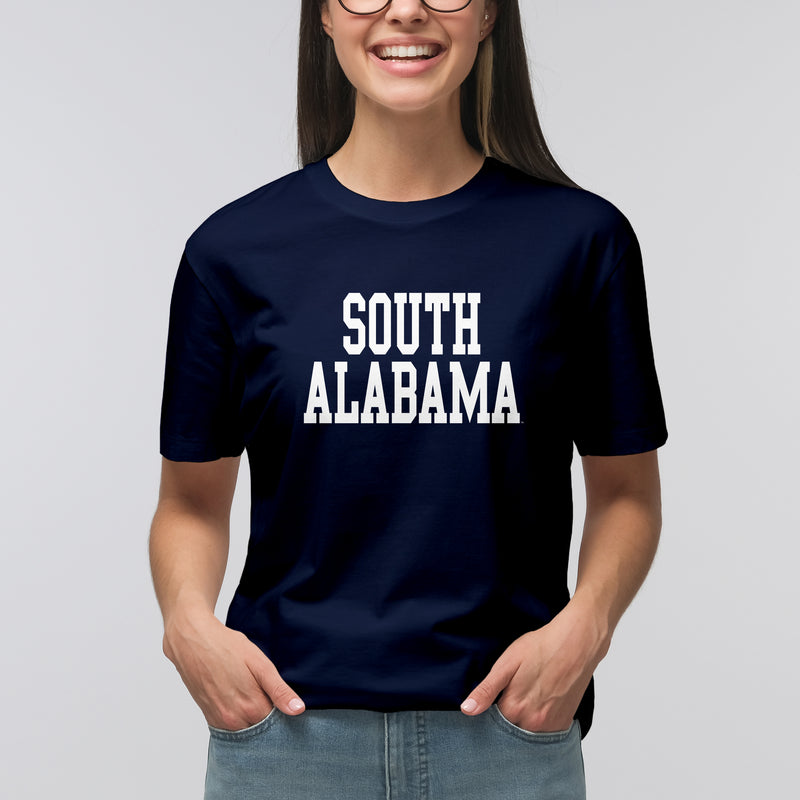 South Alabama Jaguars Basic Block T Shirt - Navy