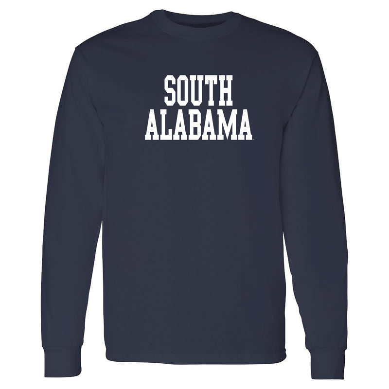 South Alabama Jaguars Basic Block Long Sleeve T Shirt - Navy