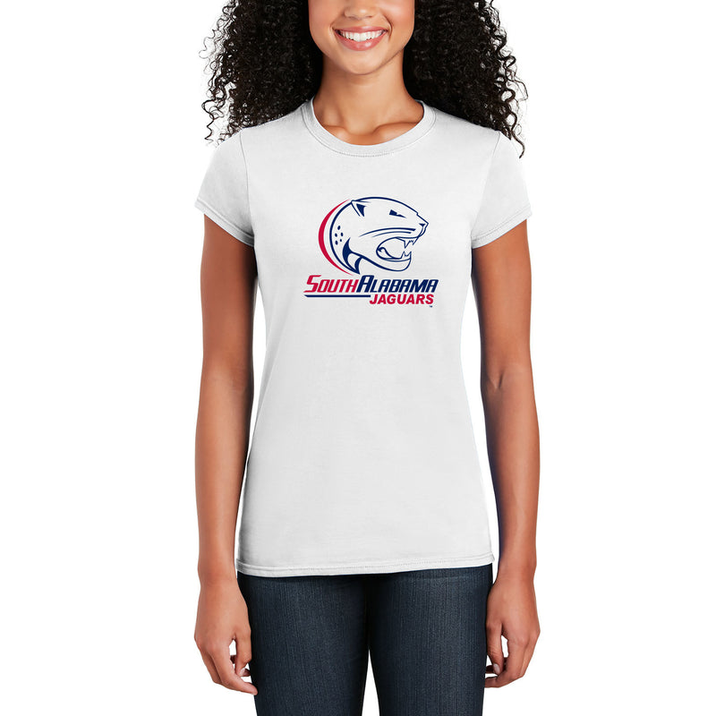 South Alabama Jaguars Primary Logo Womens T Shirt - White