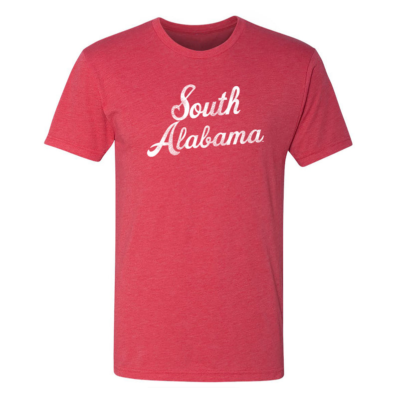 South Alabama Jaguars Script Logo Triblend T Shirt - Vintage Red