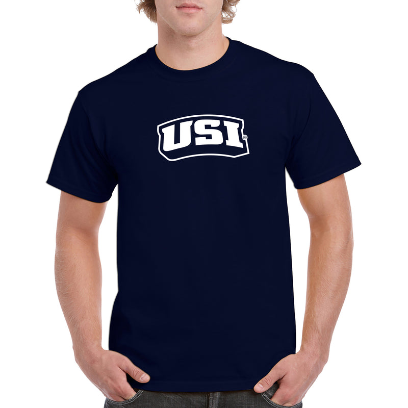 University of Southern Indiana Screaming Eagles Basic Block Cotton Short Sleeve T Shirt - Navy