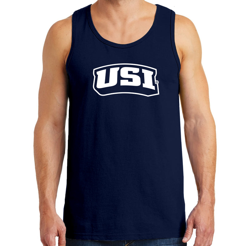 University of Southern Indiana Screaming Eagles Basic Block Heavy Cotton Tank Top - Navy