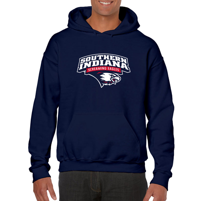 University of Southern Indiana Screaming Eagles Arch Logo Heavy Blend Hoodie - Navy