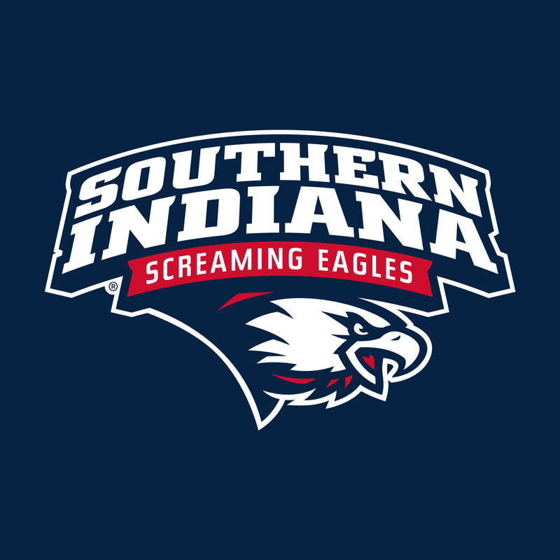 University of Southern Indiana Screaming Eagles Arch Logo Basic Cotton Short Sleeve Womens T Shirt - Navy