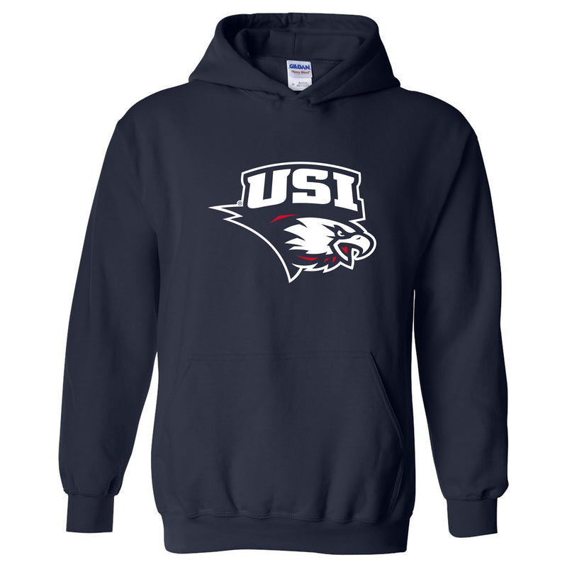 University of Southern Indiana Screaming Eagles Primary Logo Heavy Blend Hoodie - Navy