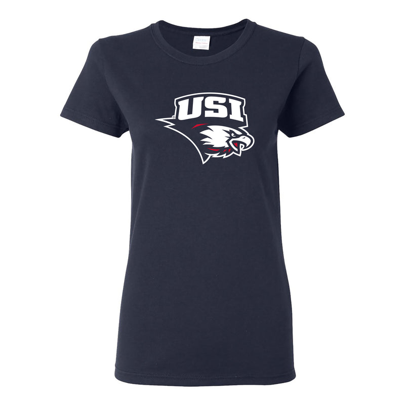 University of Southern Indiana Screaming Eagles Primary Logo Basic Cotton Short Sleeve Womens T Shirt - Navy