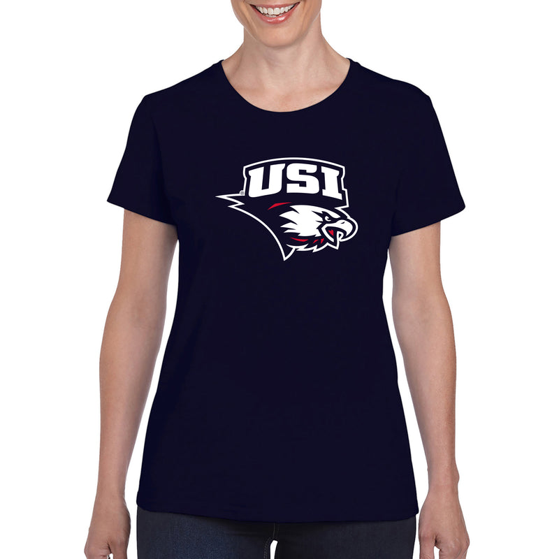 University of Southern Indiana Screaming Eagles Primary Logo Basic Cotton Short Sleeve Womens T Shirt - Navy