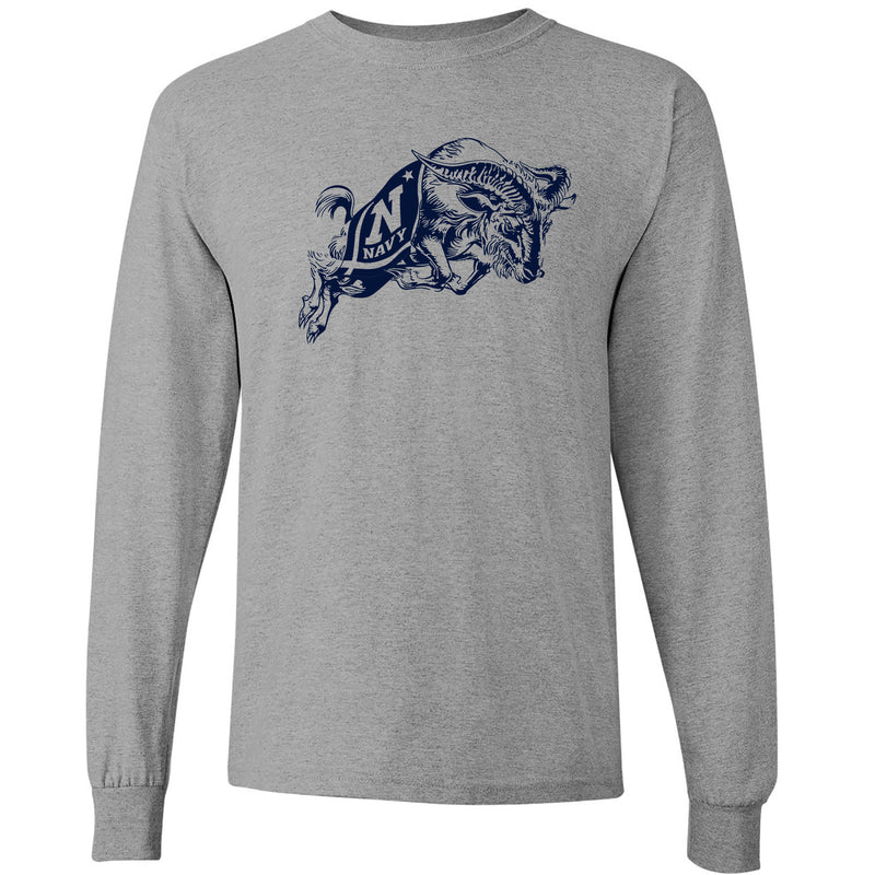 United States Naval Academy Midshipmen Primary Logo Long Sleeve T-Shirt - Sport Grey