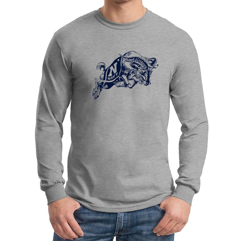 United States Naval Academy Midshipmen Primary Logo Long Sleeve T-Shirt - Sport Grey