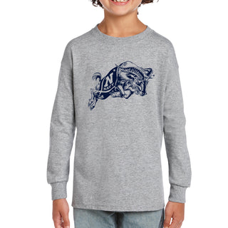 United States Naval Academy Midshipmen Primary Logo Youth Long Sleeve T Shirt - Sport Grey