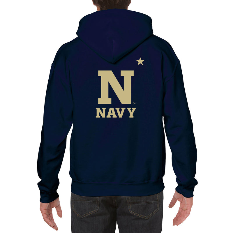 United States Naval Academy Midshipmen Front Back Print Heavy Blend Hoodie - Navy