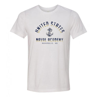 United States Naval Academy Midshipmen Division Arch Canvas Triblend Short Sleeve T Shirt - Solid White