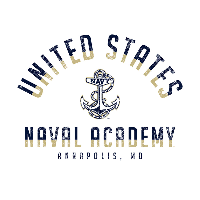 United States Naval Academy Midshipmen Division Arch Canvas Triblend Short Sleeve T Shirt - Solid White