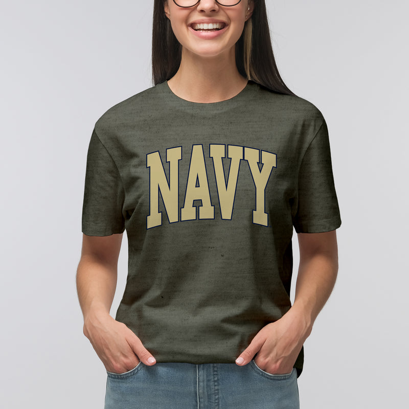 US Naval Academy Midshipmen Mega Arch T-Shirt - Heather Military
