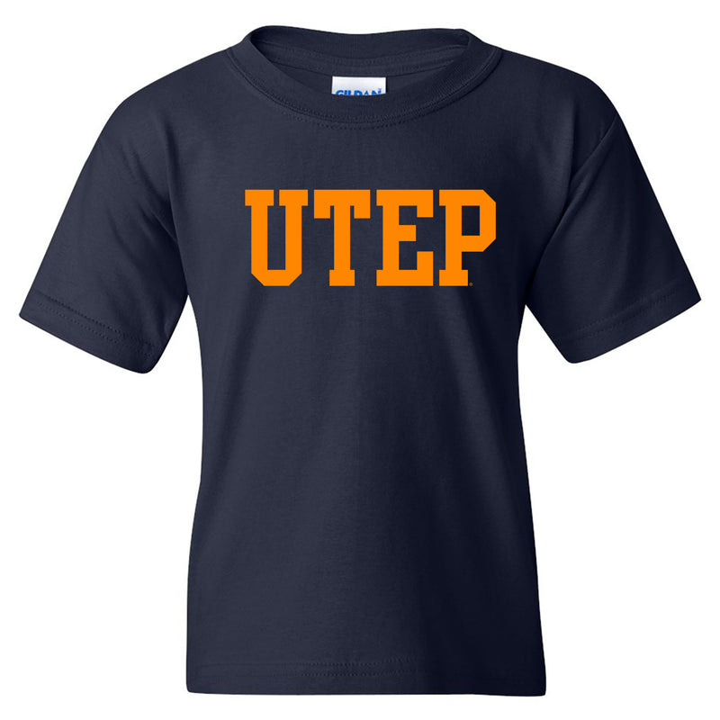 University of Texas at El Paso Miners Basic Block Short Sleeve Youth T Shirt - Navy