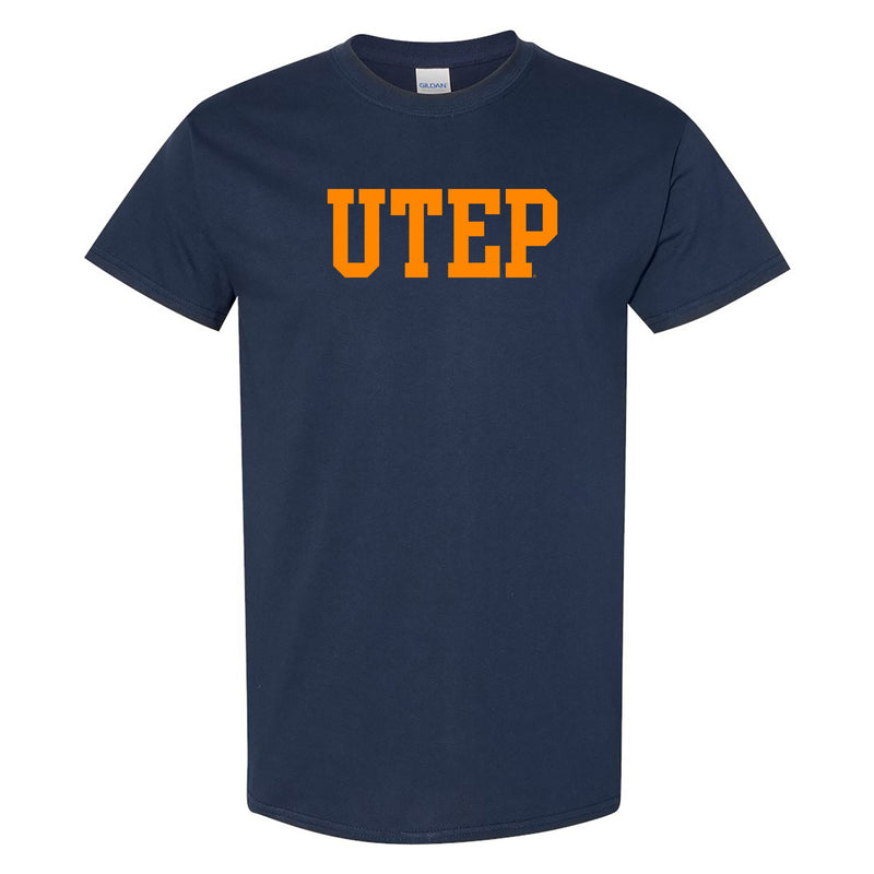 University of Texas at El Paso Miners Basic Block Short Sleeve T Shirt - Navy