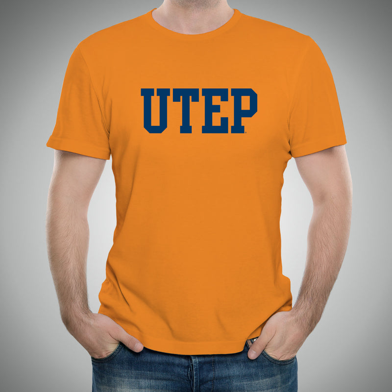 University of Texas at El Paso Miners Basic Block Short Sleeve T Shirt - Tangerine