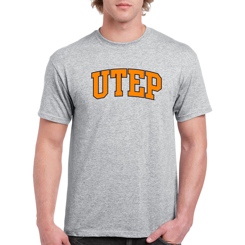 University of Texas at El Paso Miners Arch Logo Short Sleeve T Shirt - Sport Grey