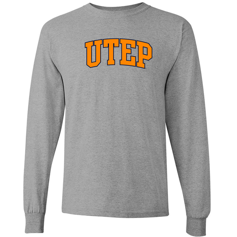 University of Texas at El Paso Miners Arch Logo Long Sleeve T Shirt - Sport Grey