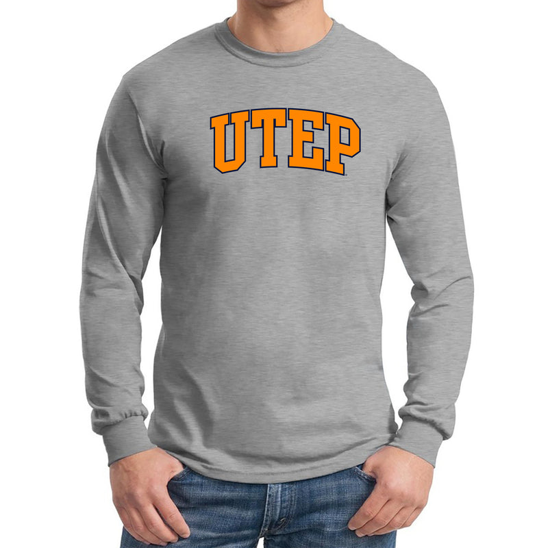 University of Texas at El Paso Miners Arch Logo Long Sleeve T Shirt - Sport Grey