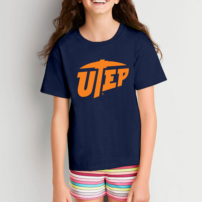 University of Texas at El Paso Miners Primary Logo Short Sleeve Youth T Shirt - Navy